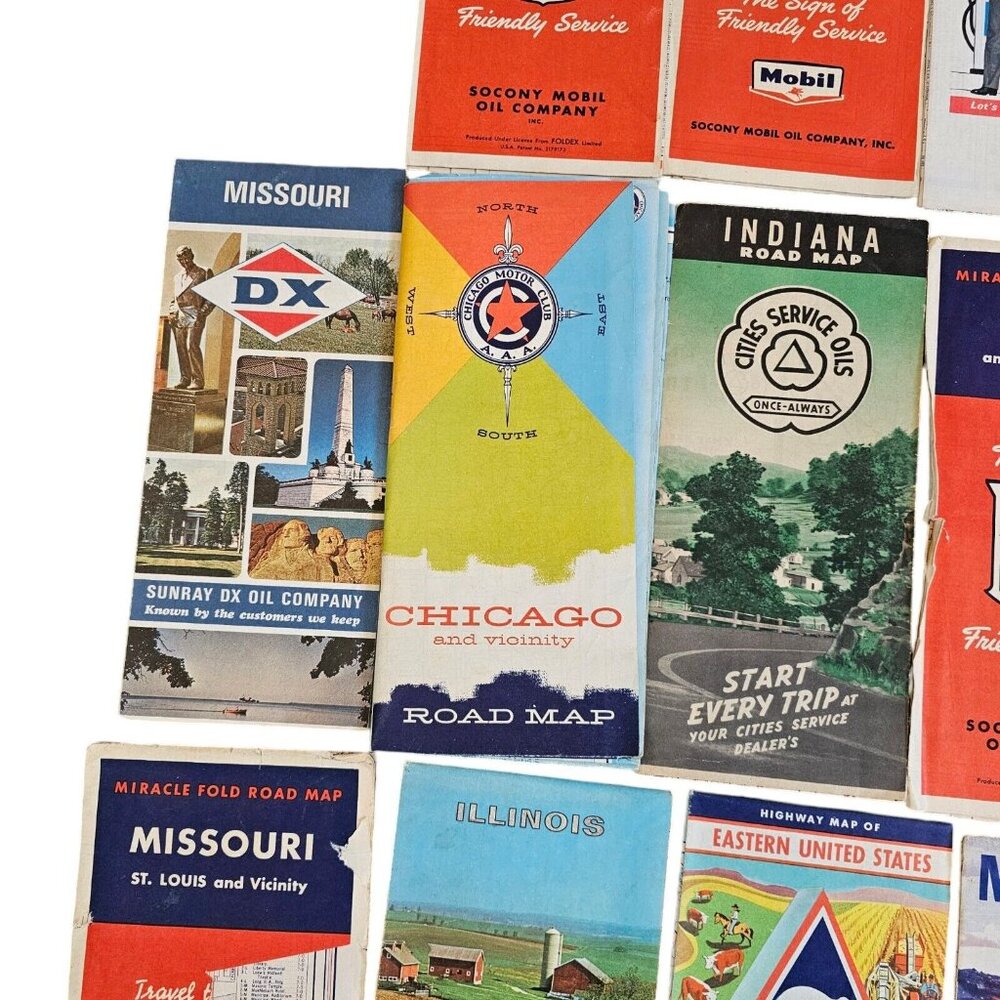Vintage 60s 70s Fold up Road maps USA Midwest Paper GPS Houston Upcycle Crafts‎ - Picture 9 of 9